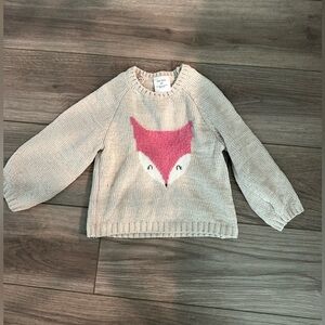 Cream Sweater with Pink fox Design